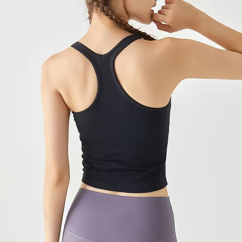 LULU FLORA Women's Summer Sexy Slim Ribbed Sleeveless Tank Top Nylon Fabric