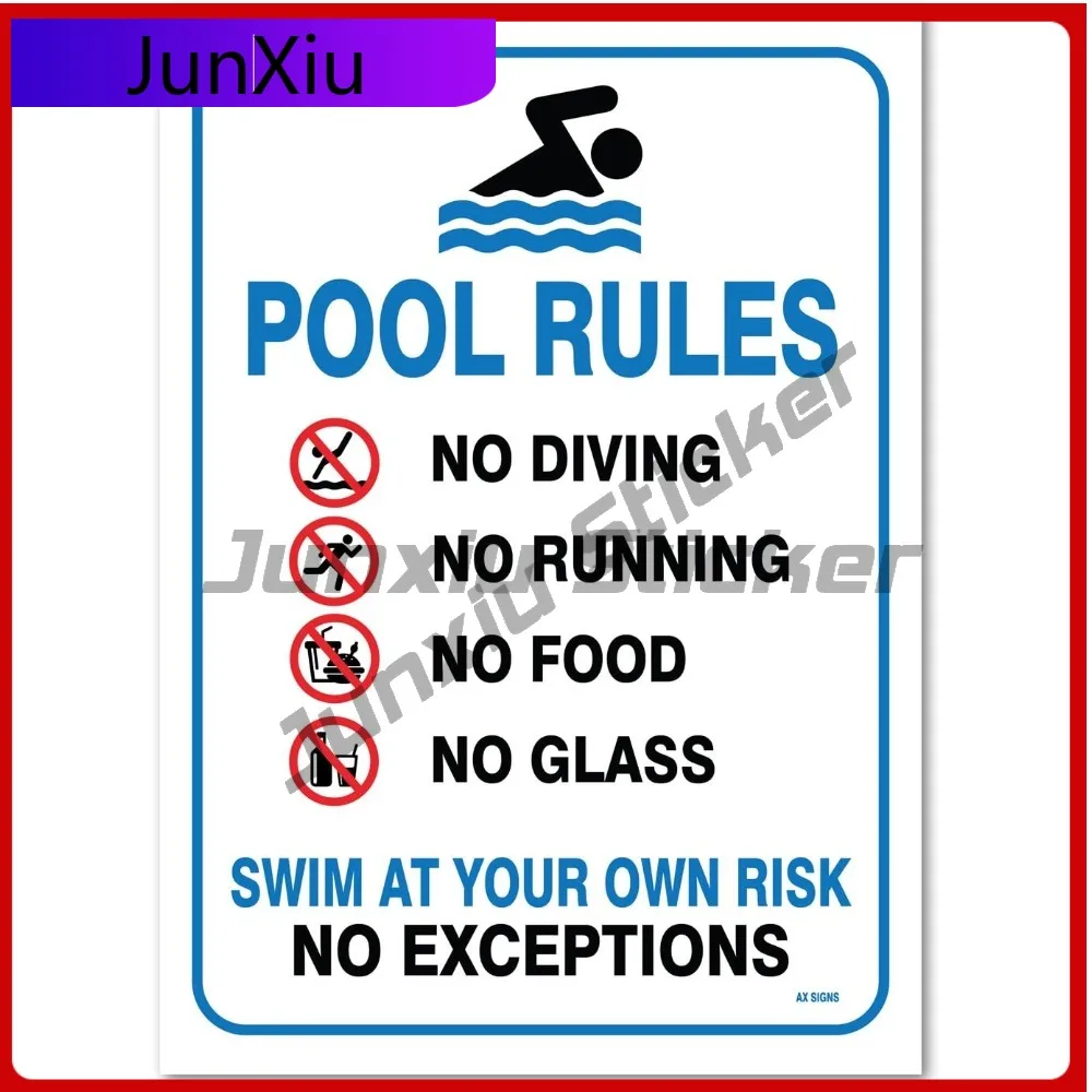 

Pool Sign Swimming Rule Cool Car Boat Walls Bumper Waterproof Truck Motor Home Accessory Vintage Funny Retro Vintage Funny