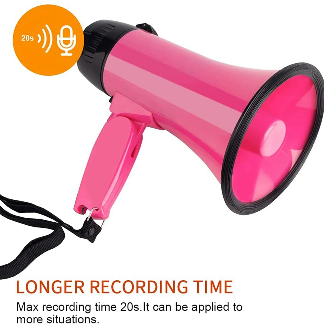 25 Watt Compact Megaphone Speaker PA Bullhorn - with Built-in Siren, Voice Recorder, Bottle Opener,Pink