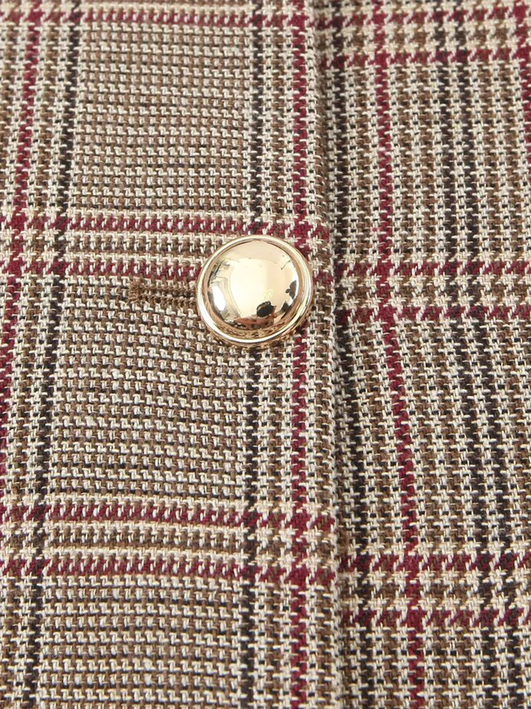 European and American style autumn new fashion trend women's clothing lapel long sleeve houndstooth short suit jacket trousers