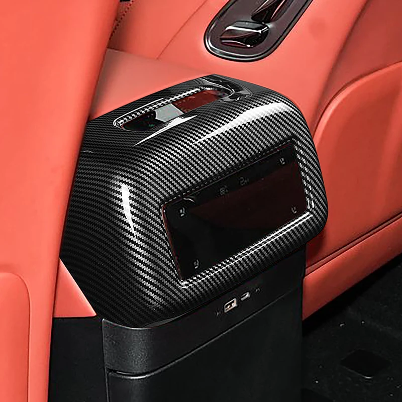 

Стайлинг автомобиля, задняя розетка для кондиционера, декоративная рамка, накладка для BYD Tang 2025, цвет углеродного волокна, аксессуары для интерьера