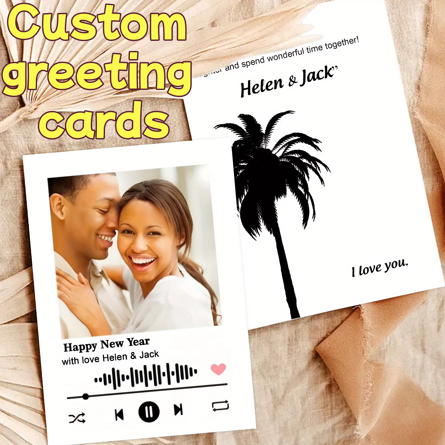 

Custom Romantic Photo Greeting Cards Personalized Wedding Anniversary New Year Souvenirs with Custom Photos And Text