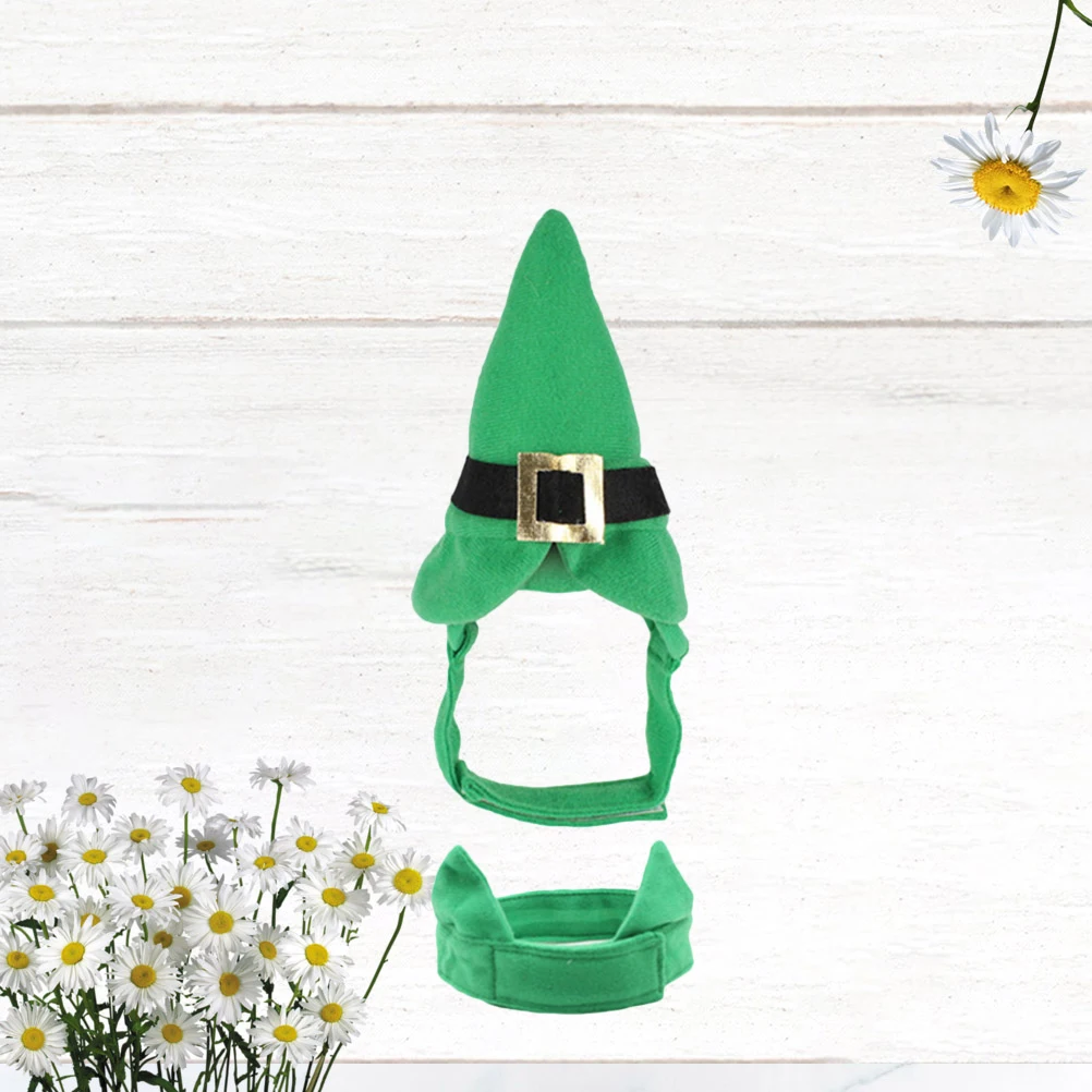 

St Patricks Day Dog Costume Set Cotton Material Hook Loop Fasten Easy On Off Pet Apparel Kit Green Festive Outfit Dog Headb Belt