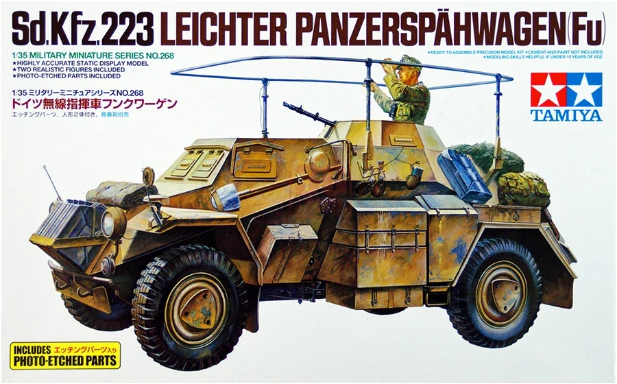 TAMIYA Assembled Model Kit 35268 Sd.Kfz.223 Wheeled Armoured Command Vehicle with Soldaten 1/35