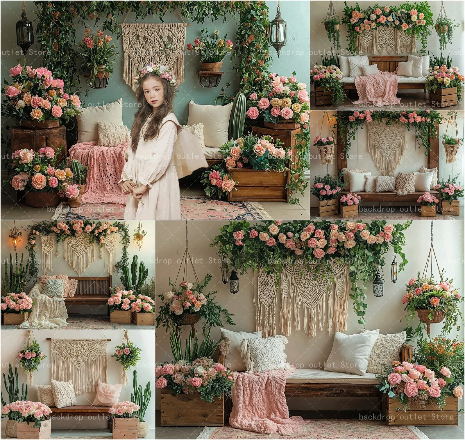 Mehofond Bohemian Room Photography Backdrops Wood Chair Tassel Ornament Kids Adults Birthday Decoration Portrait Background