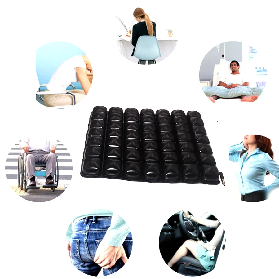 43X43cm TPU Seat Cushion Air Cell Inflatable Seat Chair Pad Cover For Wheelchair Office Chair Car Hospital For Relieving
