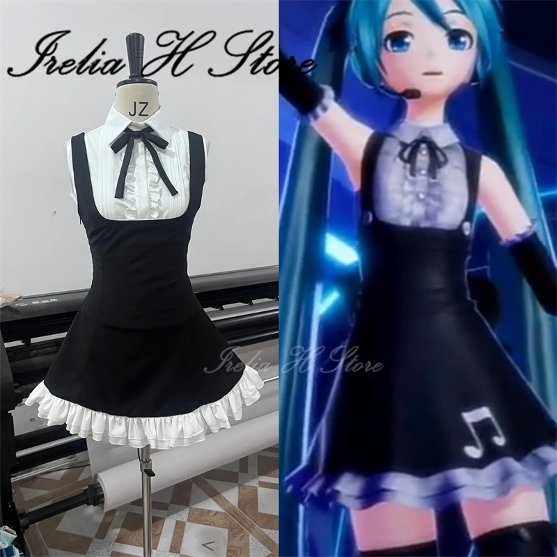 

Винтажный готический костюм для косплея Irelia H Miku, летнее платье, черно-белое повседневное платье