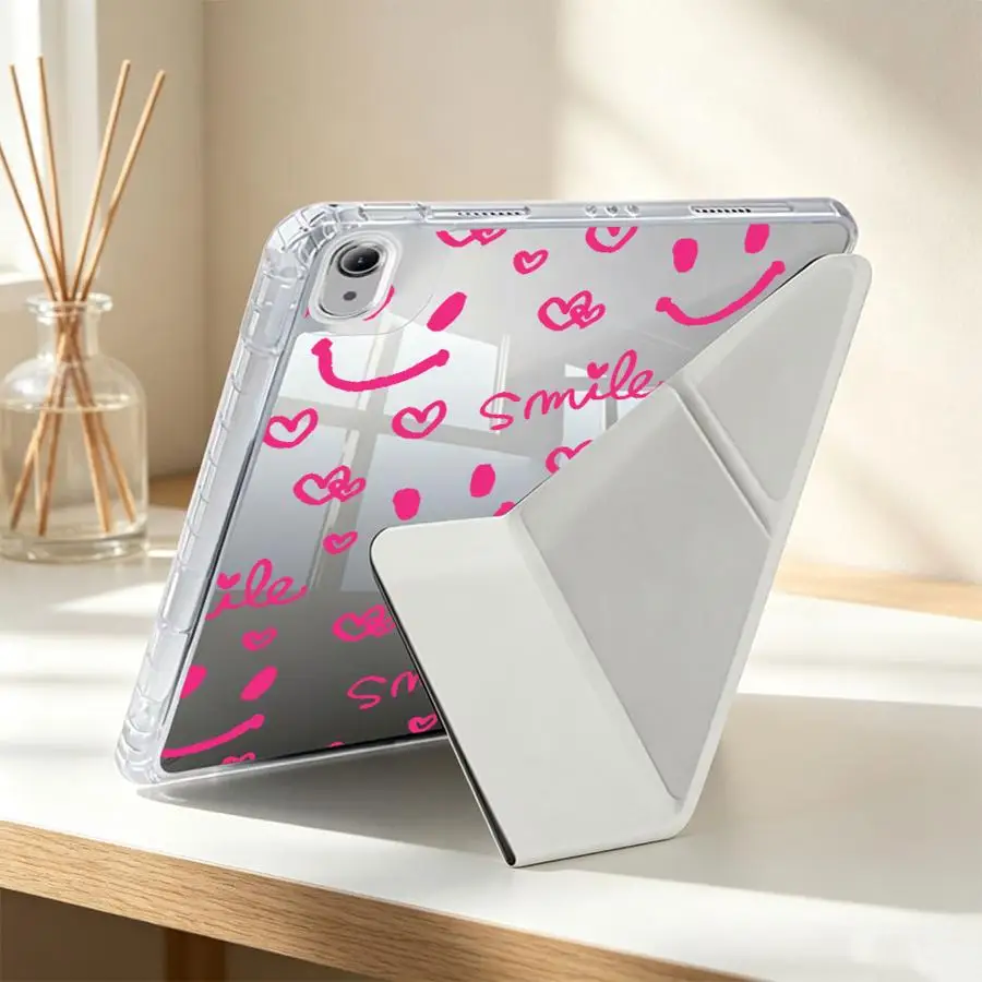 Sweet Pink Smile With Pen Slot Cover Tablet Case For iPad Pro 13 2025 2026 Mini 7 6 5 Air 8 M2 M3 3 10th Gen 9th 12th 11th