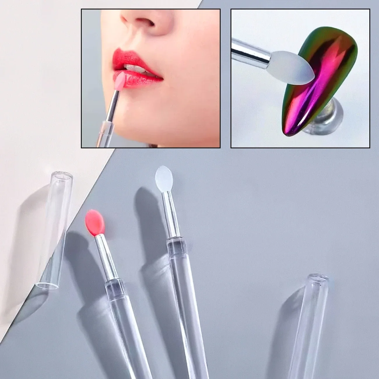 1/3/10pcs Portable Silicone Lip Brush with Cover Soft Multifunction Lip Balm Applicator Lipstick Lipgloss Makeup Brush Reusable
