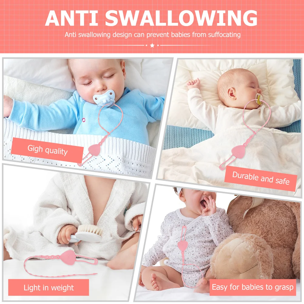 

2Pcs Pacifier Safety Straps Silicone Adjustable Stretchable Baby Bottle Holder Clip Teether Chain Prevent Loss