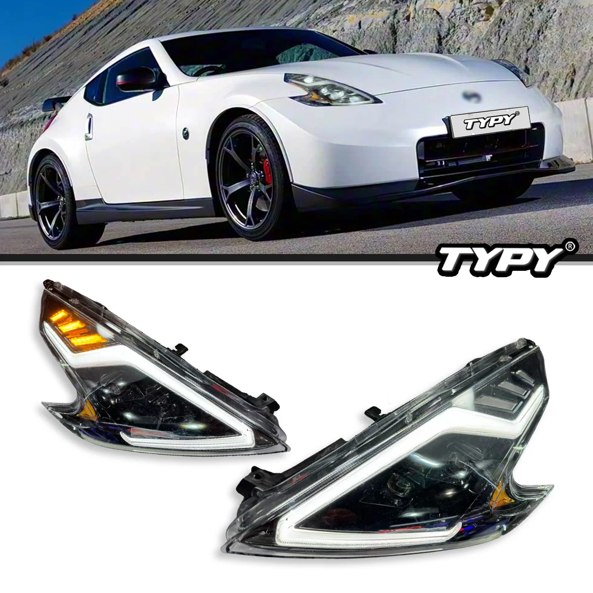 

Автомобильные фары TYPY для Nissan 370Z, фара 2008-2021, светодиодный проектор, дневные ходовые огни, автомобильные аксессуары