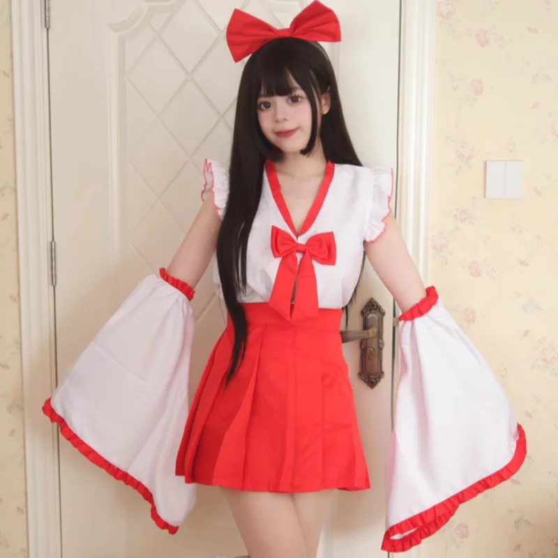 

Animation Festival Dress Suit Carnival Women Dress Up Two-Piece Set Fox Cosplay Costume Red Bow Skirt Set Asl Women Clothing