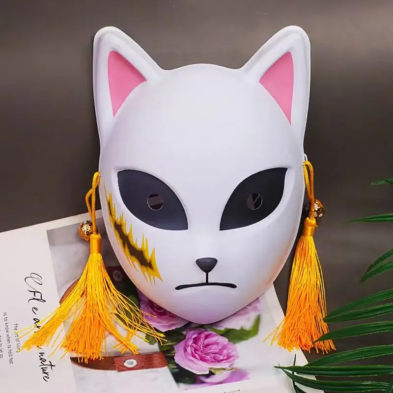Anime japonés Demon Vossenmasker Cosplay, Sabito Makomo Tanjiro Dikker plástico diermaskers Halloween Feestkostuum