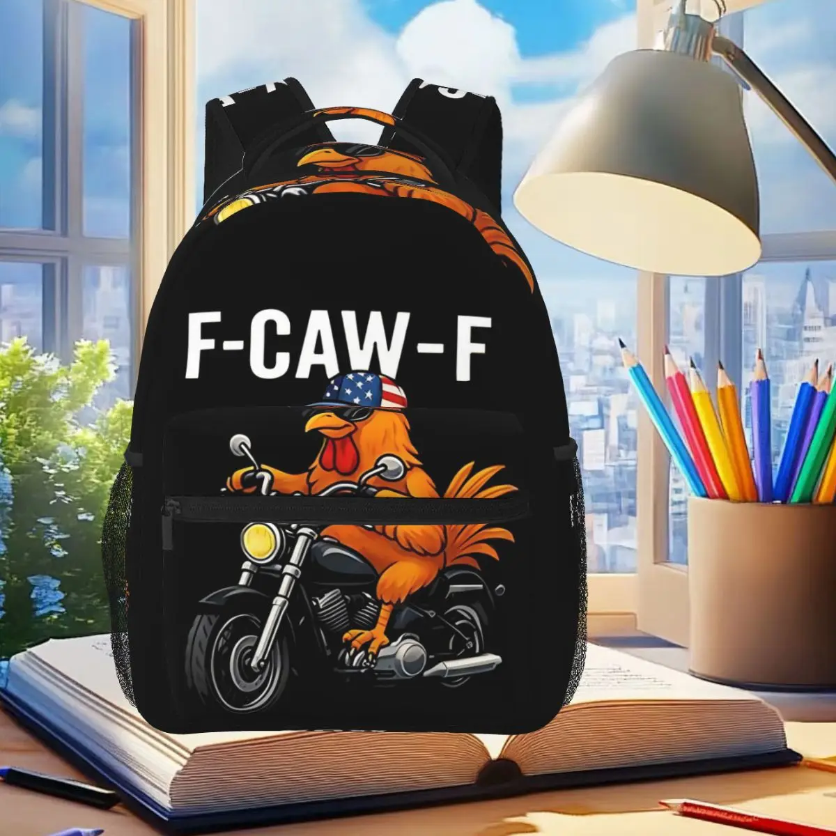Funny Summer F Caw F Chicken Backpack Student Boys Girls BookBag Kids School Bag Laptop Shoulder Bags for Men Women