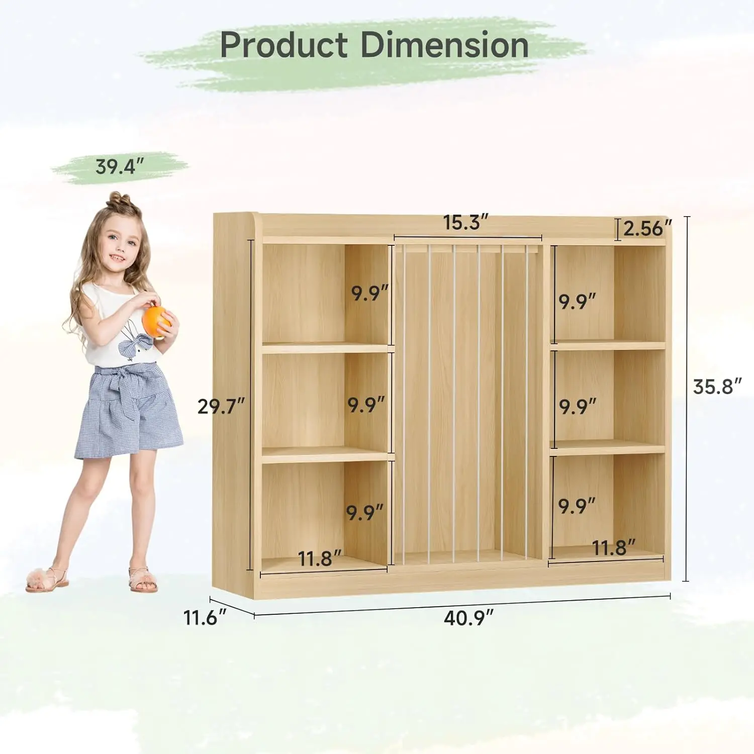 6-Cube Kids Toy Organizer 2-in-1, Stuffed Animal Storage Shelf with Rounded Corners & Anti-Tip, Playroom Bedroom Shelf Unit, Stackable Nursery Storage image 6