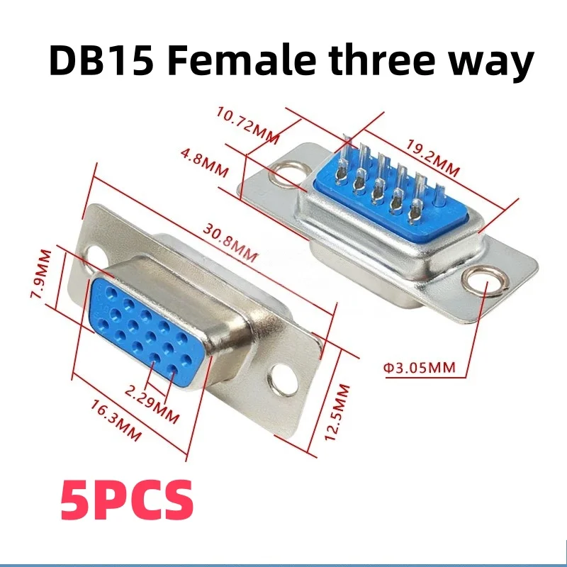 5PCS/LOT D-SUB 15Pin Male Female Solder Type Connector DIP Straight Mount Serial Port Adapter 2/3 Rows DB15