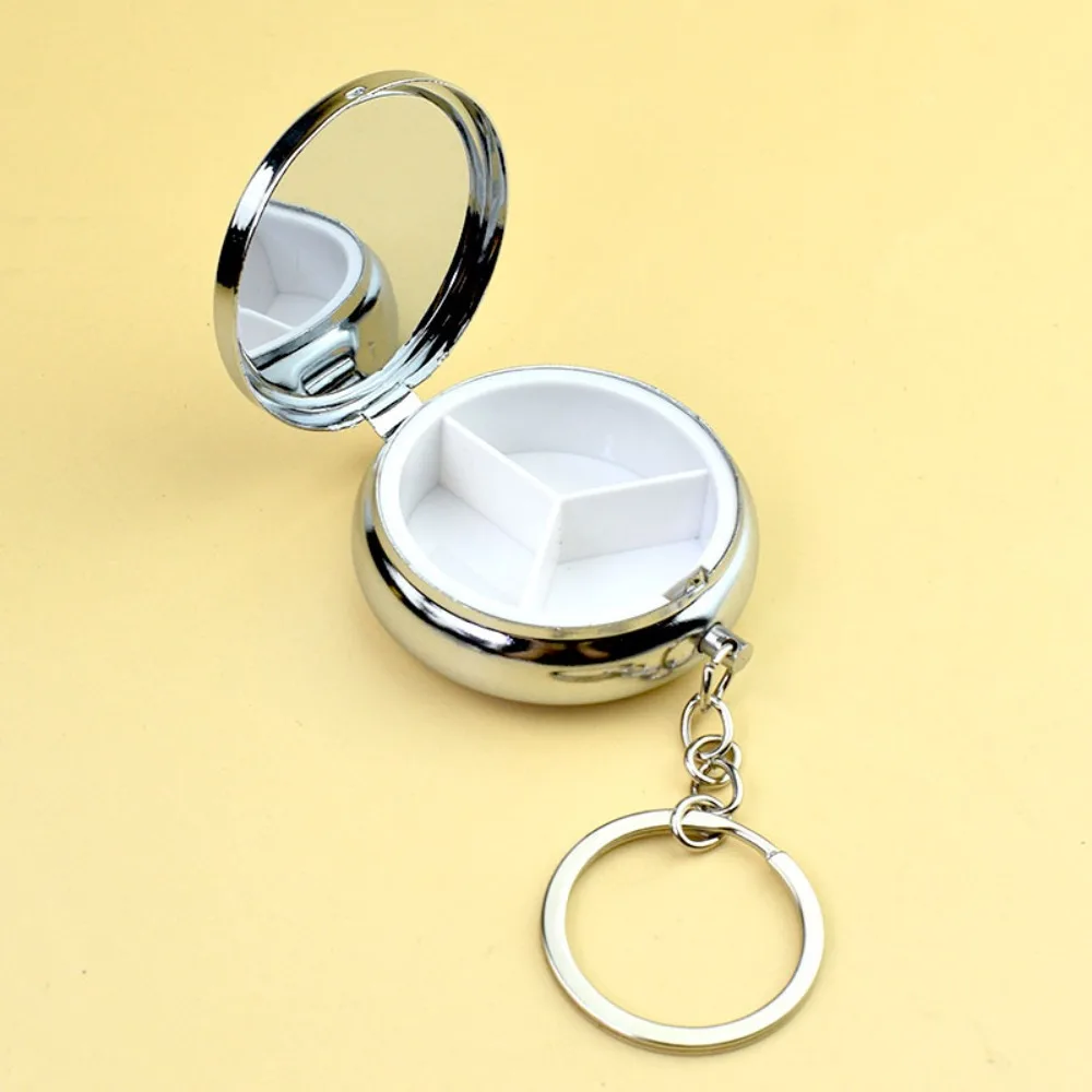 Portable Metal Tablet Box Leak-Proof Round Earrings Case Compact Pill Organizer Travel