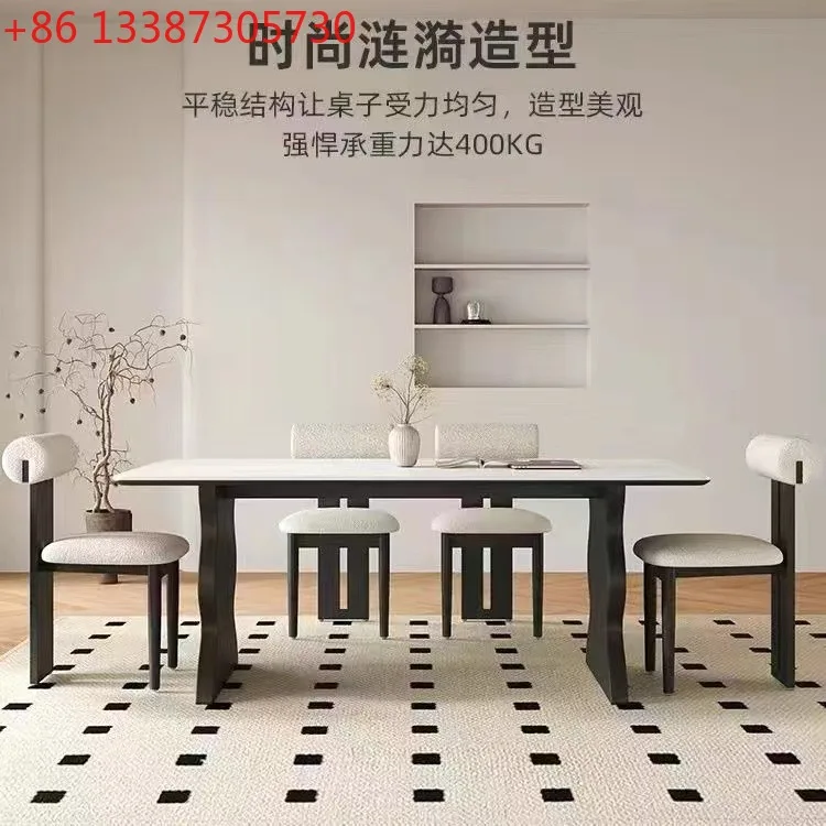 

Французский обеденный стол из массива дерева с каменной столешницей, современный, простой, для небольшой квартиры, прямоугольный.