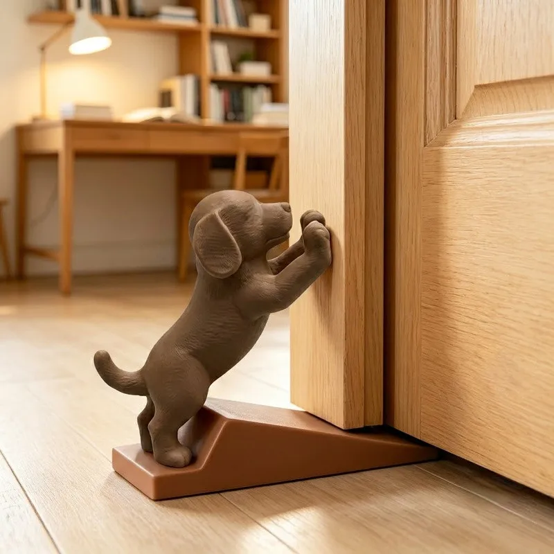 Adjustable Labrador Puppy Door Stopper Cute Anti-Slip Wedge Flexible Dog Door Stop for Bedroom Home Floor Decor