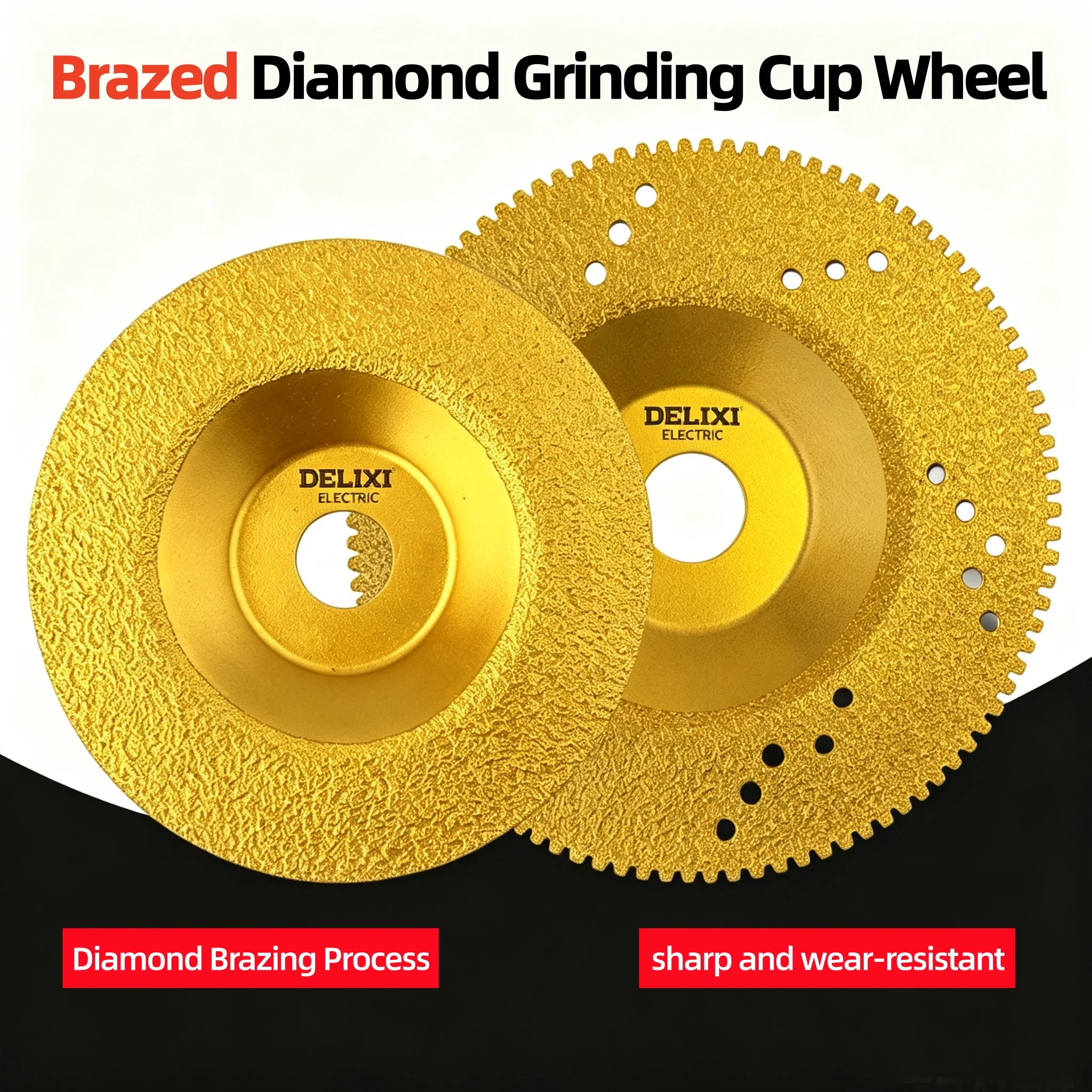 100mm Bowl‑Shaped Brazed Diamond Cutting Disc Dual Purpose Grinding Polishing Wheel For Granite Quartz Metal Angle Grinder Tool