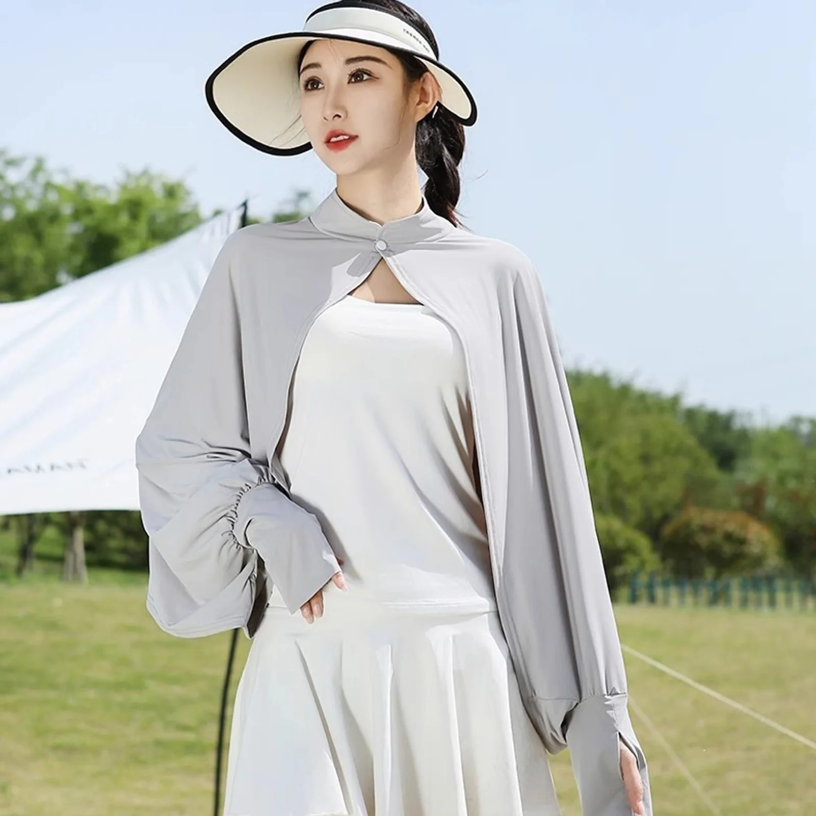 1pc Sun Protect Cape Ice Silk Blend for Outdoor Activities UPF50+ Breathable UV Shielding Shawl Durable
