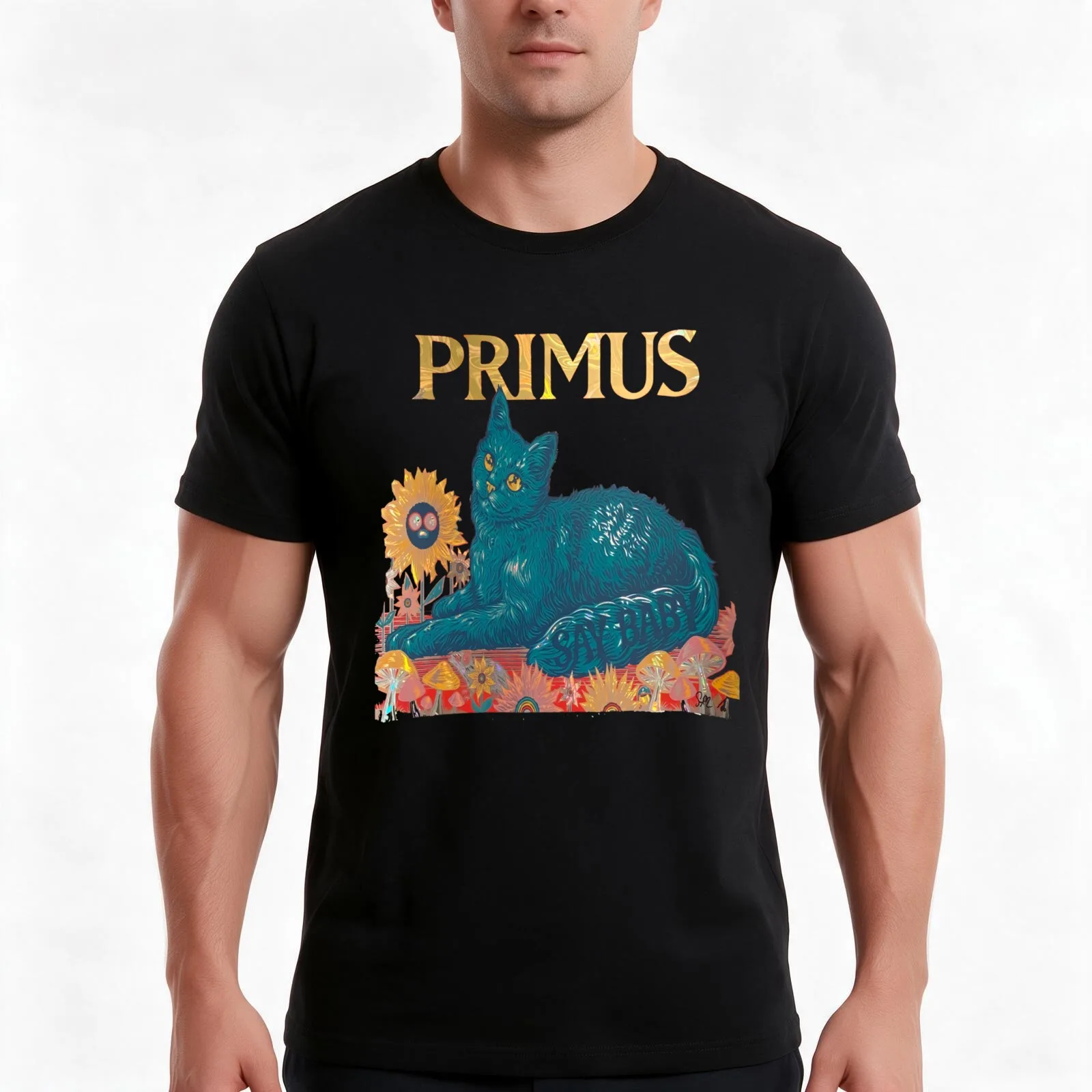 primus vintage cover T-Shirt, Summer Casual Cotton Tee, Oversized Streetwear Tops, Vintage Graphic Print, Loose Fit Short Sleeve