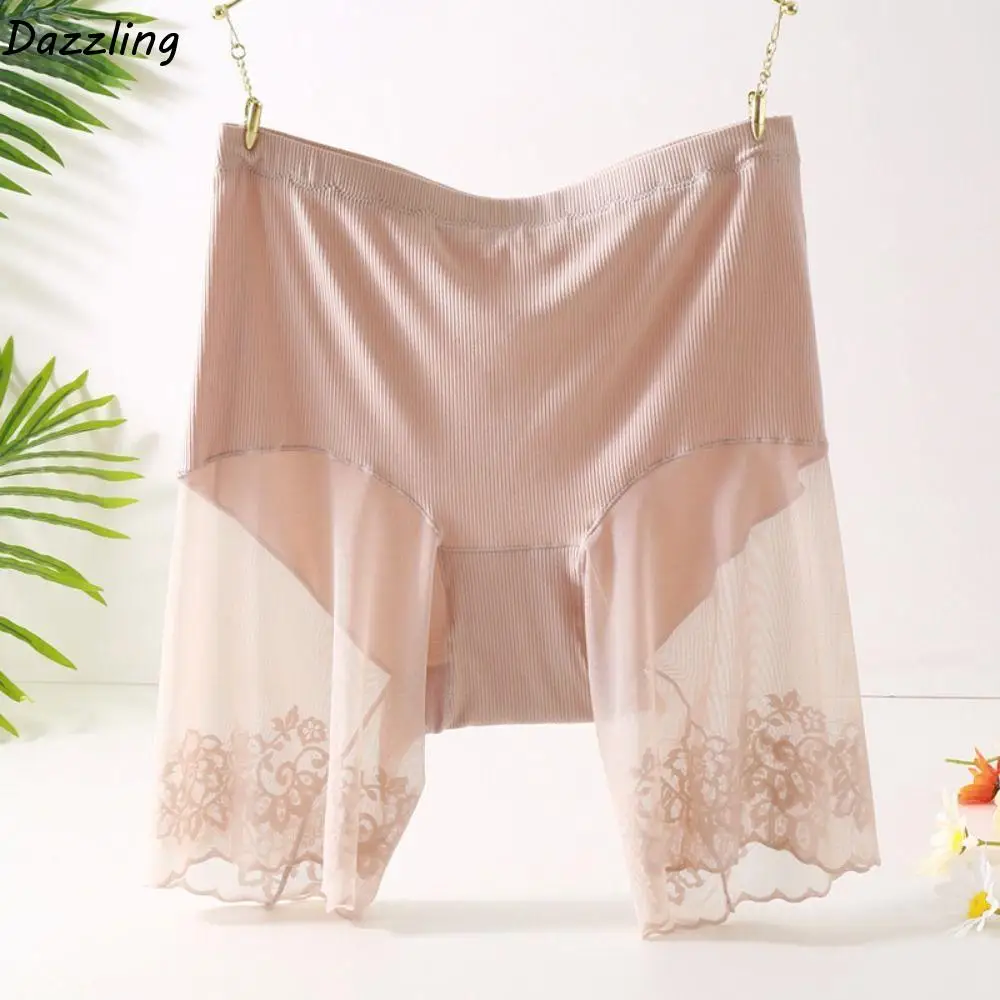 

Sweet High Waist Lace Panties Anti-Glare Thin Lace Mesh Safety Pants Underpants Seamless Underwear for Women Ladies