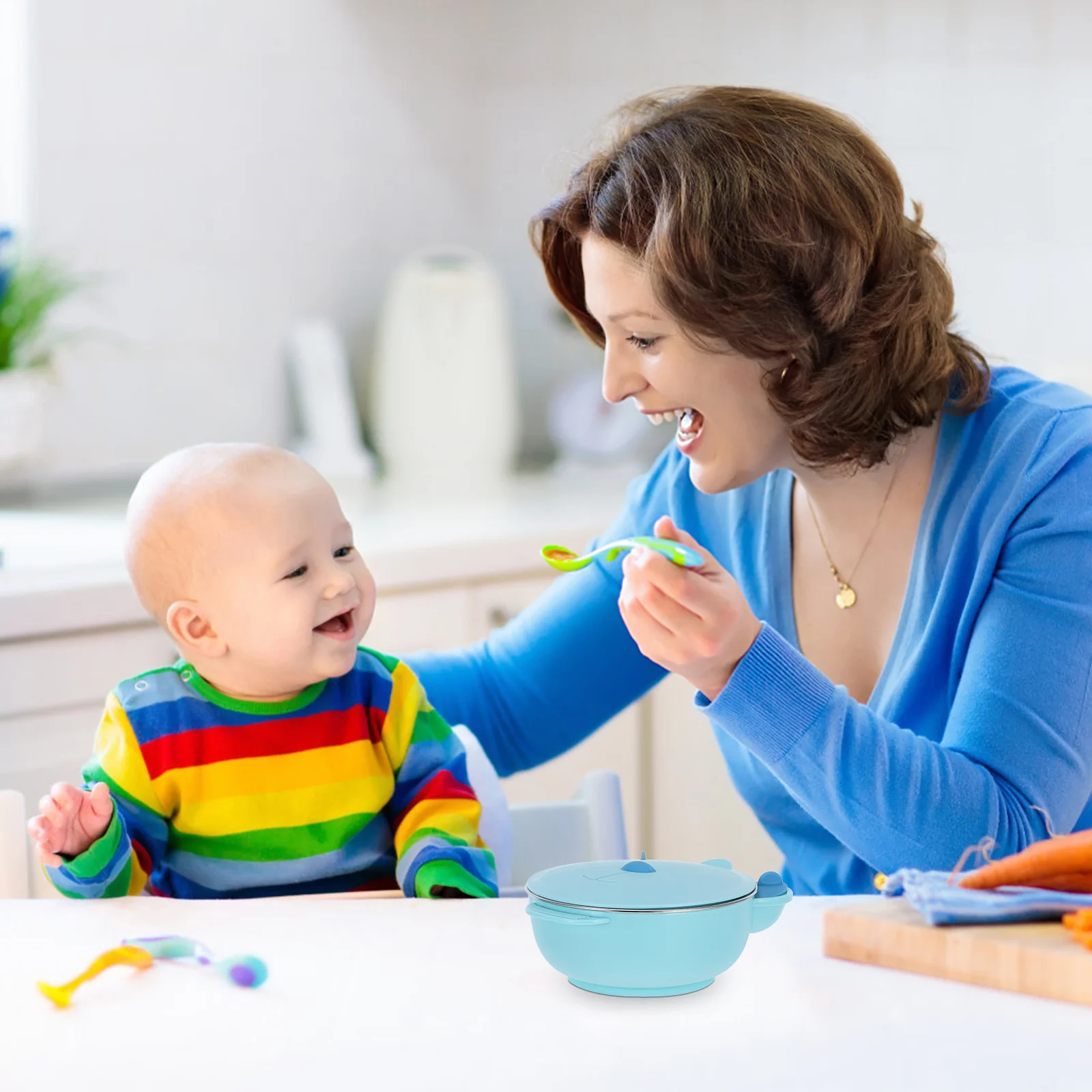 Tazas con ventosa de acero inoxidable para servir comida de bebé, utensilios de seguridad, vajilla, alimentación para niños pequeños