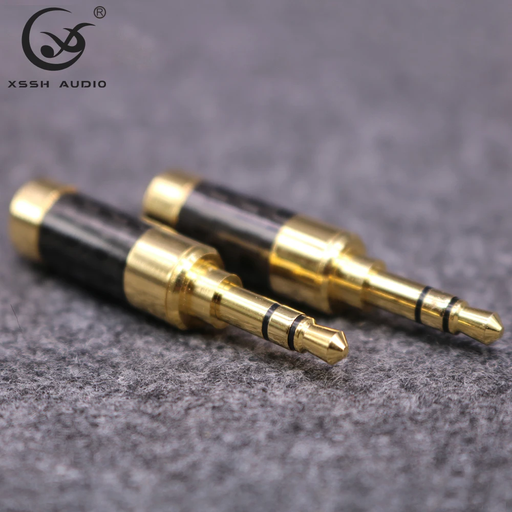 10 Uds YIVO Hi-end chapado en oro Audio macho auriculares enchufe fibra de carbono 3,5mm estéreo 1/8 "conector Jack para Cable de 3mm ~ 6mm
