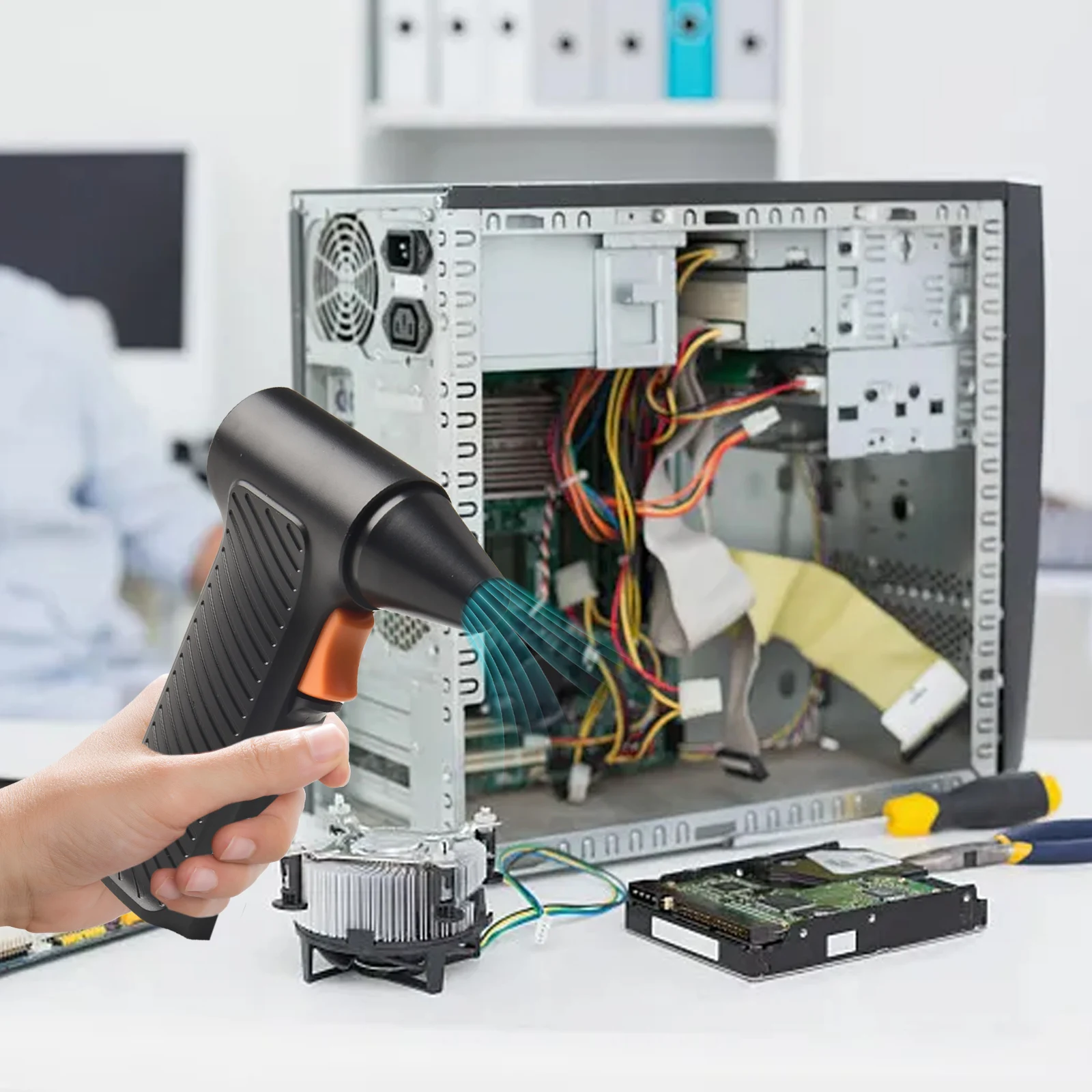 

Бесщеточный турбовентилятор 11000 об/мин, бесщеточный двигатель, стабильная работа, легкий дизайн, 147*38.3*98 мм, для удаления пыли