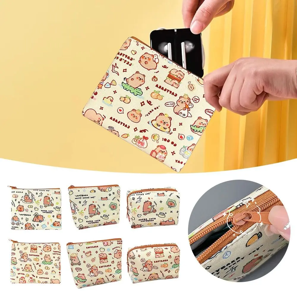 Cute Cartoon Pattern Capybara Coin Purse Waterproof Mini Key Bag Portable Storage Bag
