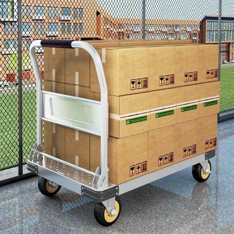 Outdoor Shopping Folding Trolley  for Moving Goods  with Silent Wheels and A Steel Plate Base  Capable of Supporting 140-400 Kg