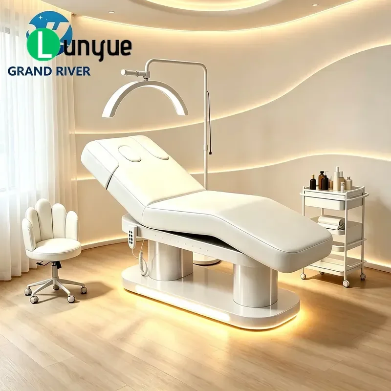 Electric Beauty Bed Facial Spa Massage Table with LED Lights Modern Luxury Furniture for Cosmetologist Eyelash
