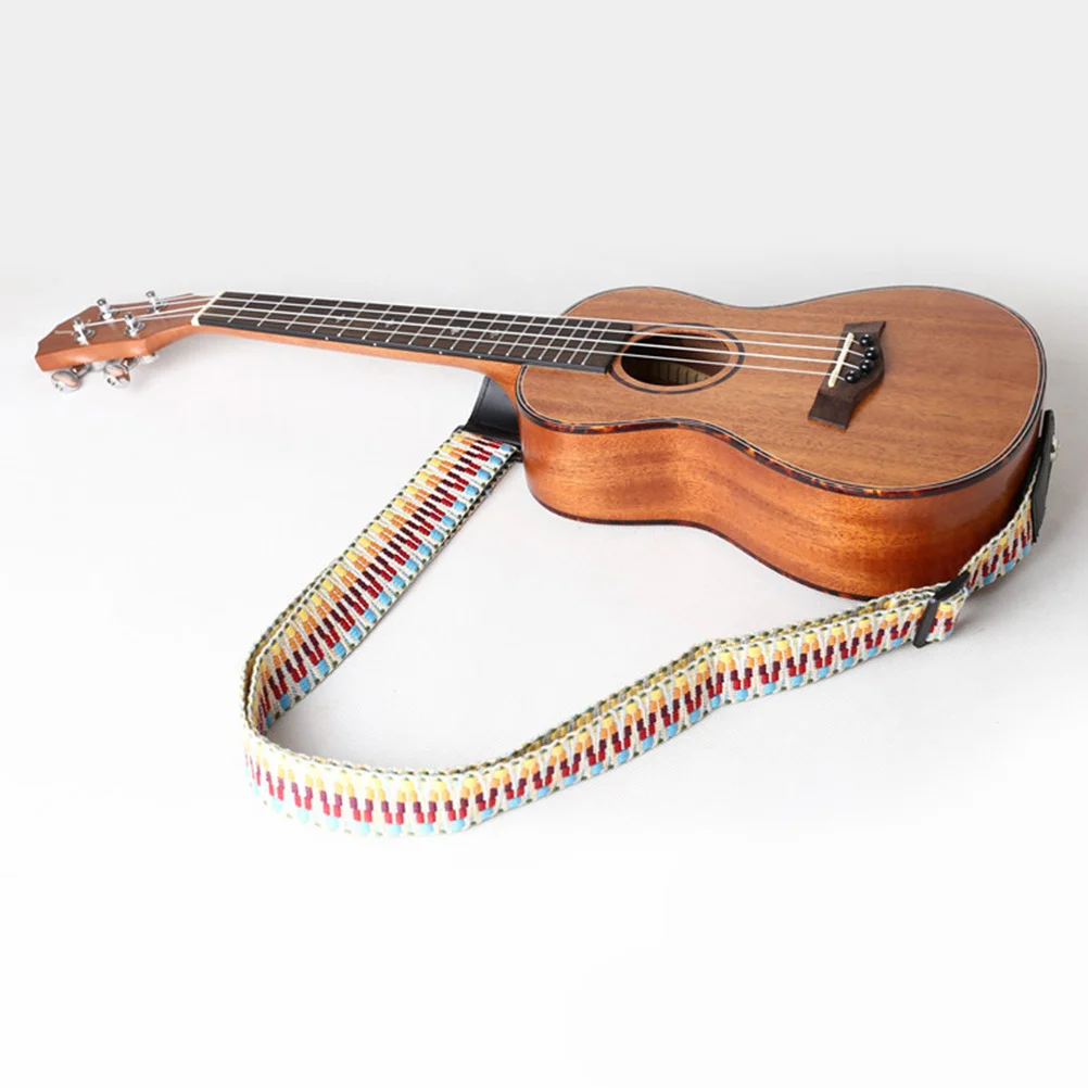 

2pcs Ukulele Strap Ethnic Style Rainbow Small Guitar Shoulder Straps Sturdy Ukulele Sling Accessories for Home Outdoor Use