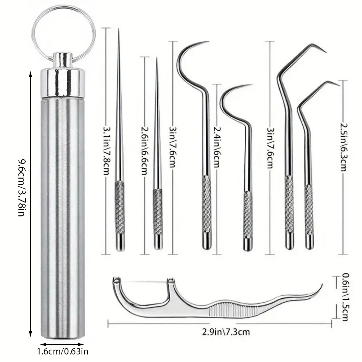 304 Stainless Steel 3-Piece Toothpick Set Portable Curved Needle Crochet Toothpicks Metal Tooth Plug Home Teeth Cleaning Tool