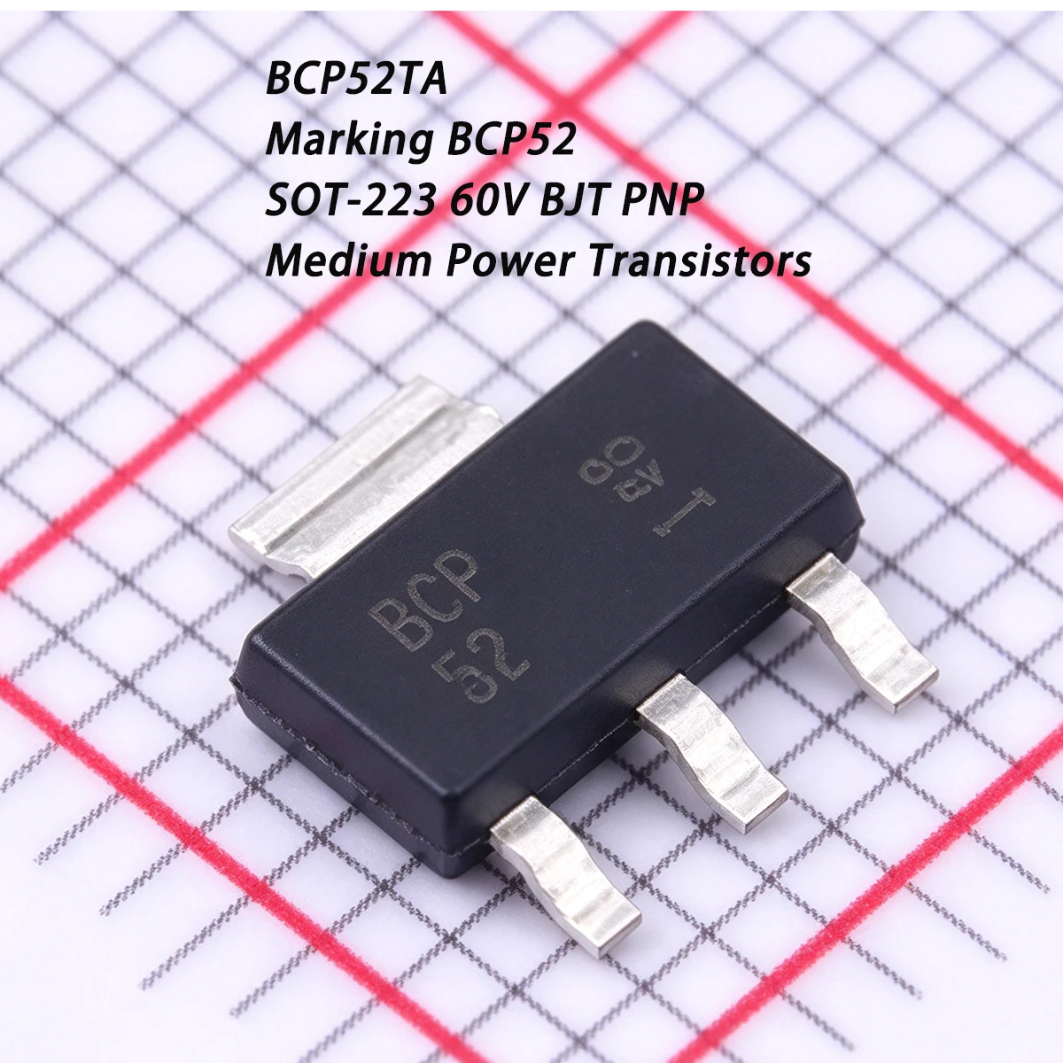 20PCS BCP52TA Marking BCP52 SOT-223 60V 2W 1A PNP NEW Original Genuine BJT PNP Medium Power Transistors BCP52