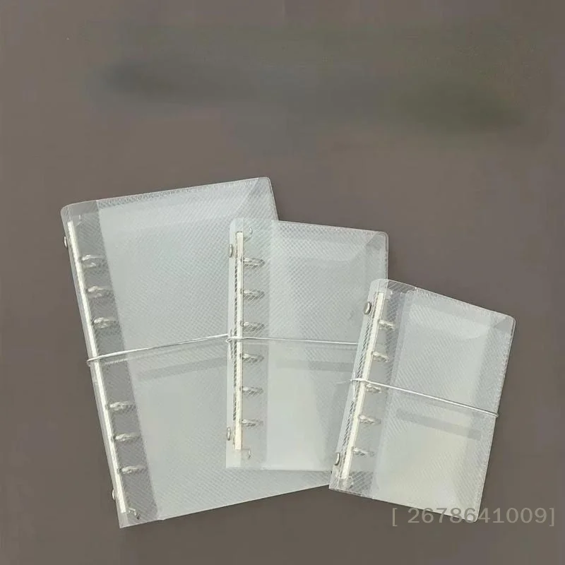 ⚑Transparent 6-Ring Binder Cover,Clear PVC Loose-Leaf Notebook Shell with Elastic Band,A5/A6/ Refillable Binder Case