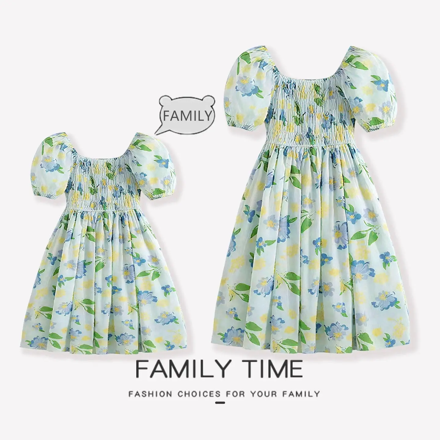 

Family Vacation Matching Outfits for Couples Mom Daughter Smock Dress Coat Dad Son Floral Shirt Korean Sister Brother Clothes