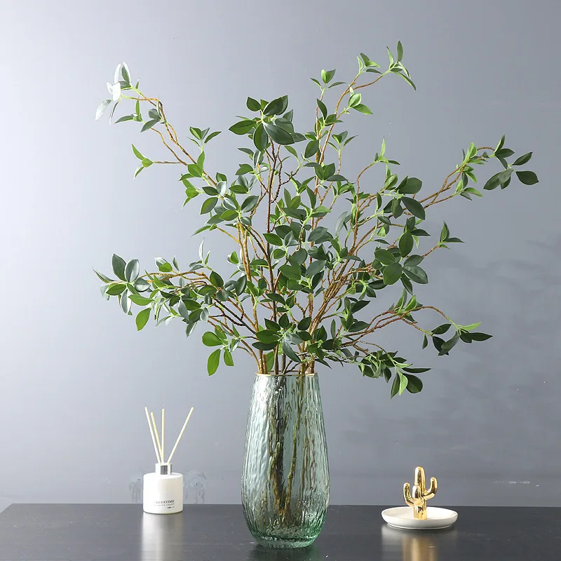 Simulation Ficus microcarpa leaves Douban leaves Home Living Room Dining Table Wedding Decoration Artificial Flowers Fake Plants