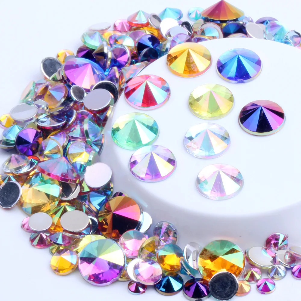 

1000pcs AB Pointed Face Rhinestone Beads Buckle Flat Back For Sewing Dress Garment Bag Shoe Headwear Jewelry Phone Case Nail Art