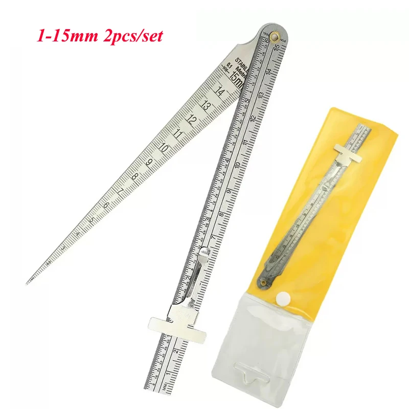 Stainless Steel Taper Welding Gauge Gage Ruler Test Welder with 150mm Stainless Steel Ruler Depth Ruler Gap Hole Inspection