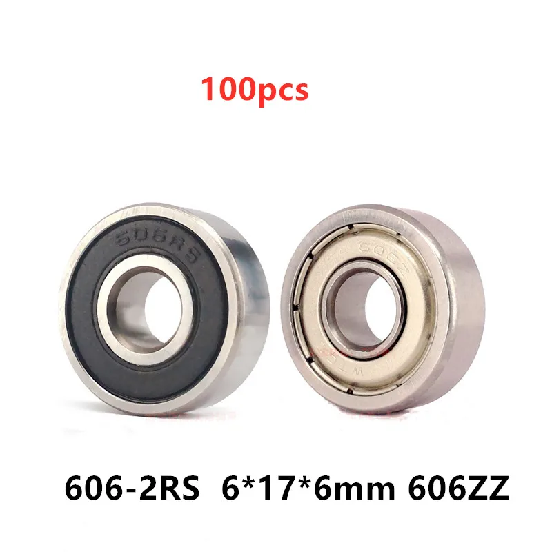 100pcs miniature bearing 606ZZ 606-2RS 6*17*6 mm R-1760ZZ deep groove ball bearings 606 -2Z 606Z 606RS 6x17x6 mm