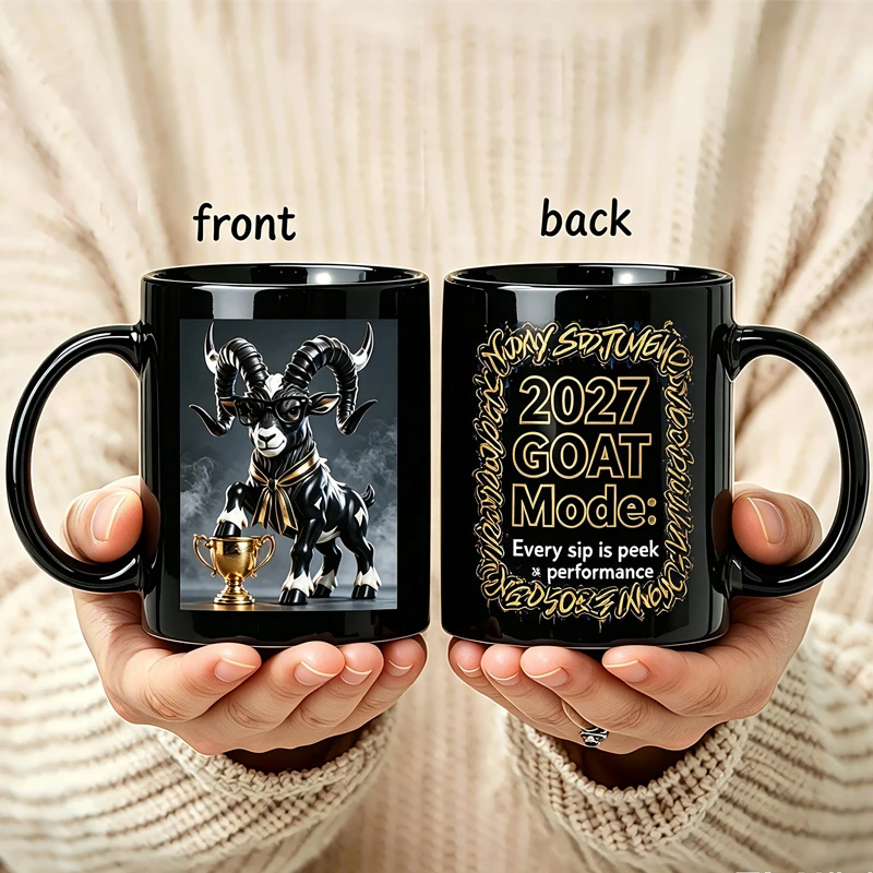 2027 GOAT Mode 11oz Black Coffee Mug Peak Performance Inspirational Holiday Gift Ceramic Drinking Cup