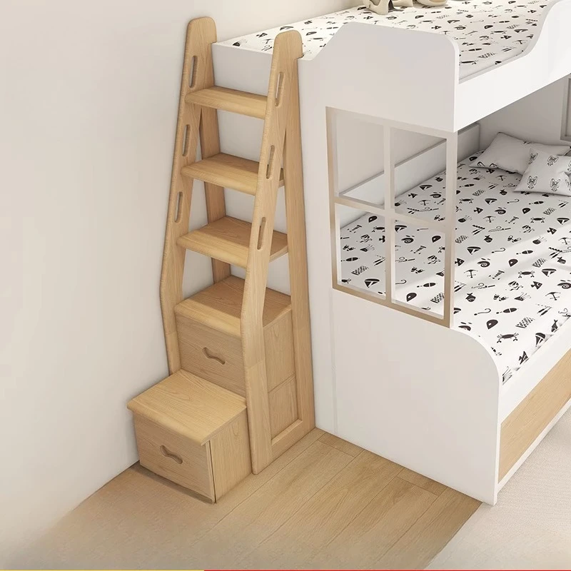 Lemari tangga kayu solid, tempat tidur susun, lemari tangga, tempat tidur induk, lemari tangga anak, tempat tidur anak multifungsi