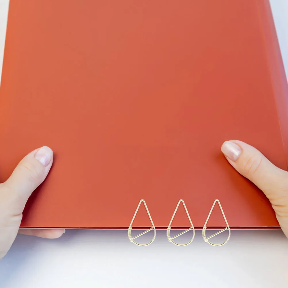 200Pcs Waterdrop Paper Clips Gold Metal Teardrop Shaped Small Clips for Documents Notes Office School Home Use Bulk Creative