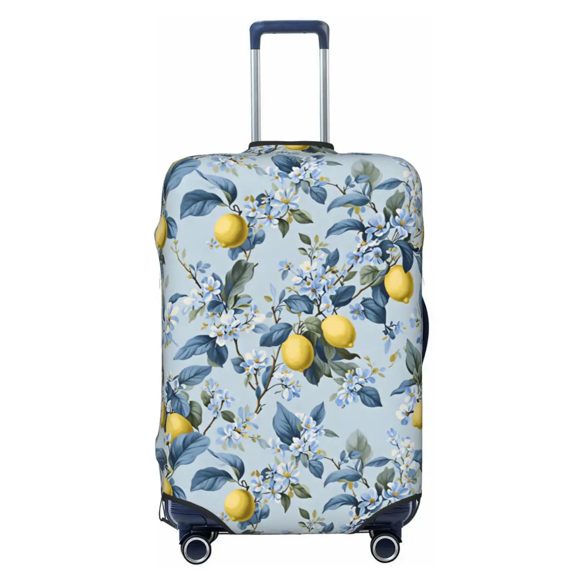 Summer Portuguese Azulejo Lemon Print Travel Luggage Cover Elastic Suitcase Cover Protector Fit 18-32 Inch