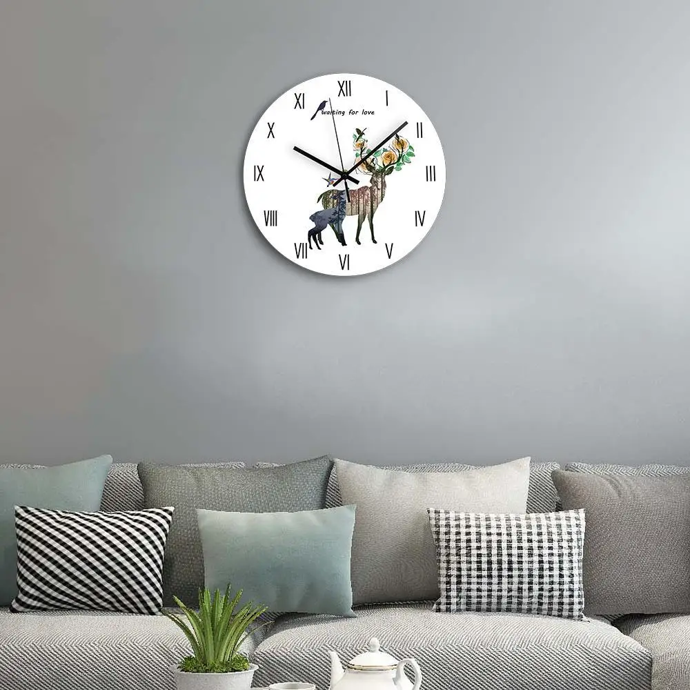 Factory Direct Beautiful Deer Elegant European Style Wall Clock Creative Minimalist Art Clock for International Market
