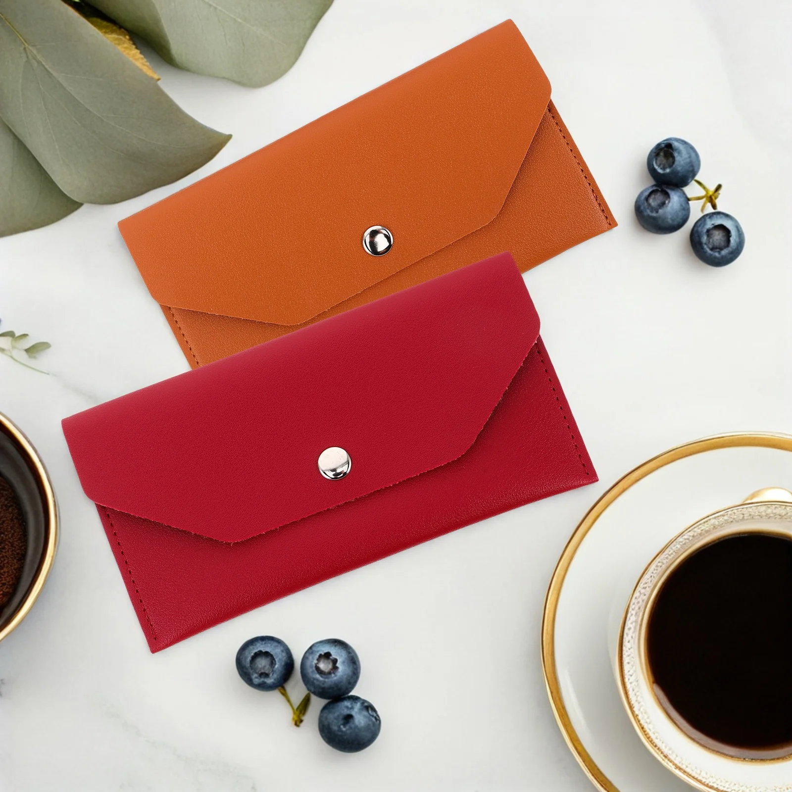 

2Pcs PU Money Cash Envelope Wallet Holder Organizer Budget Holder Portable Business Card Case for Travel Wedding