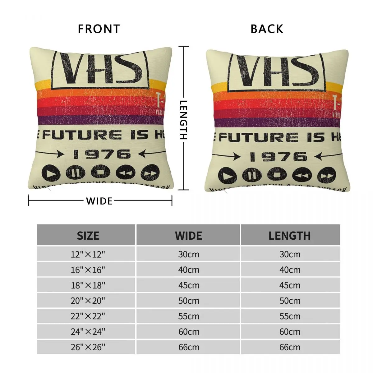 VHS المستقبل هنا 1976 مهترئ Lts ساحة المخدة غطاء وسادة وسادة ديكور الراحة رمي وسادة للمنزل أريكة