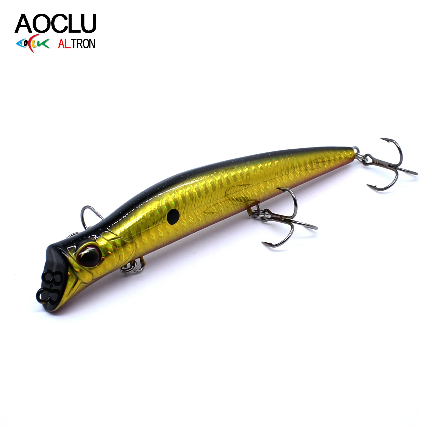 AOCLU Topwater Hybrid 130mm 17.5g Pencil Stick Hard Bait Wobbler Rattle Two Tone VMC Hooks 1PC Wire Saltwater Seabass Fishing